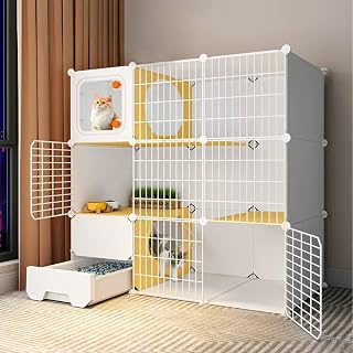 Cat Cage Cat Crate Kennels Pet Playpen Large, 3-Tier Kitten House Furniture with Wire Metal Pet Enclosure W/2 Front Doors 3 Platforms Bed Cat Condo