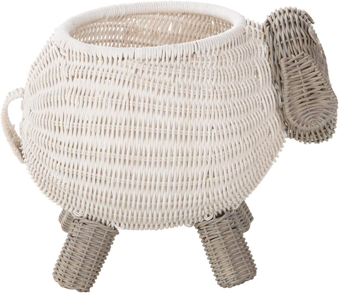 Kouboo Rattan Sheep Kids Storage Basket White & Gray