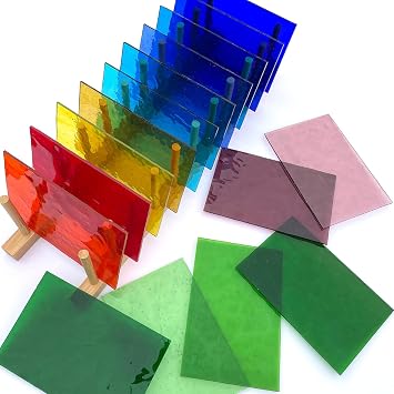 LITMIND 16 Sheets Transparent Texture Stained Glass Variety Pack, 6 x 4 Inch Cathedral Art for Mosaic Crafts & Supplies, Assorted Colorful Sheets for Stunning Projects