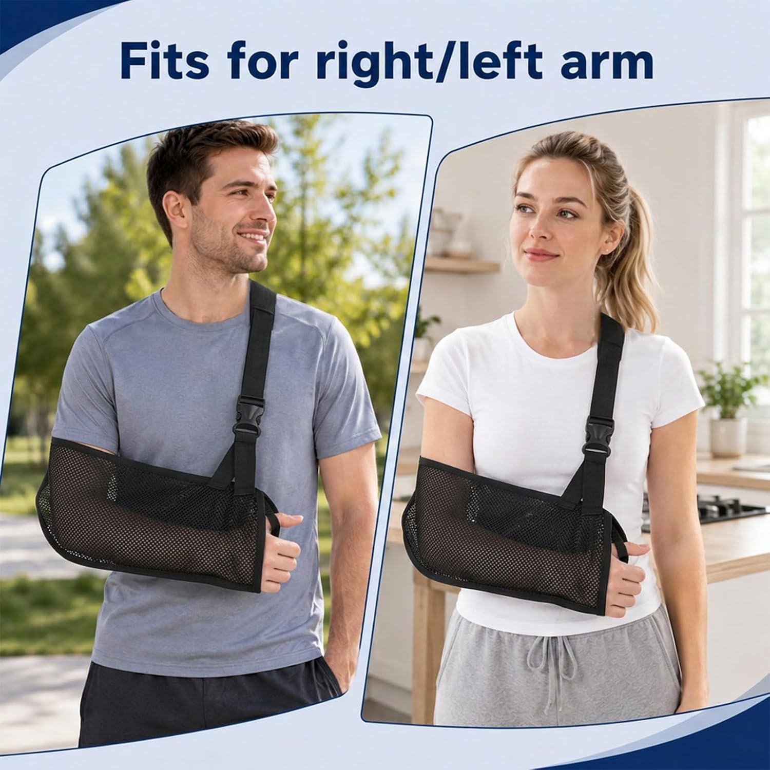 Mesh Arm Shoulder Sling Breathable Shoulder Immobilizer for Shoulder Injury, Adjustable Arm Brace Right Left Arm Stabilizes Elbow Arm Wrist Injury Elbow Wrist Support for Men Women