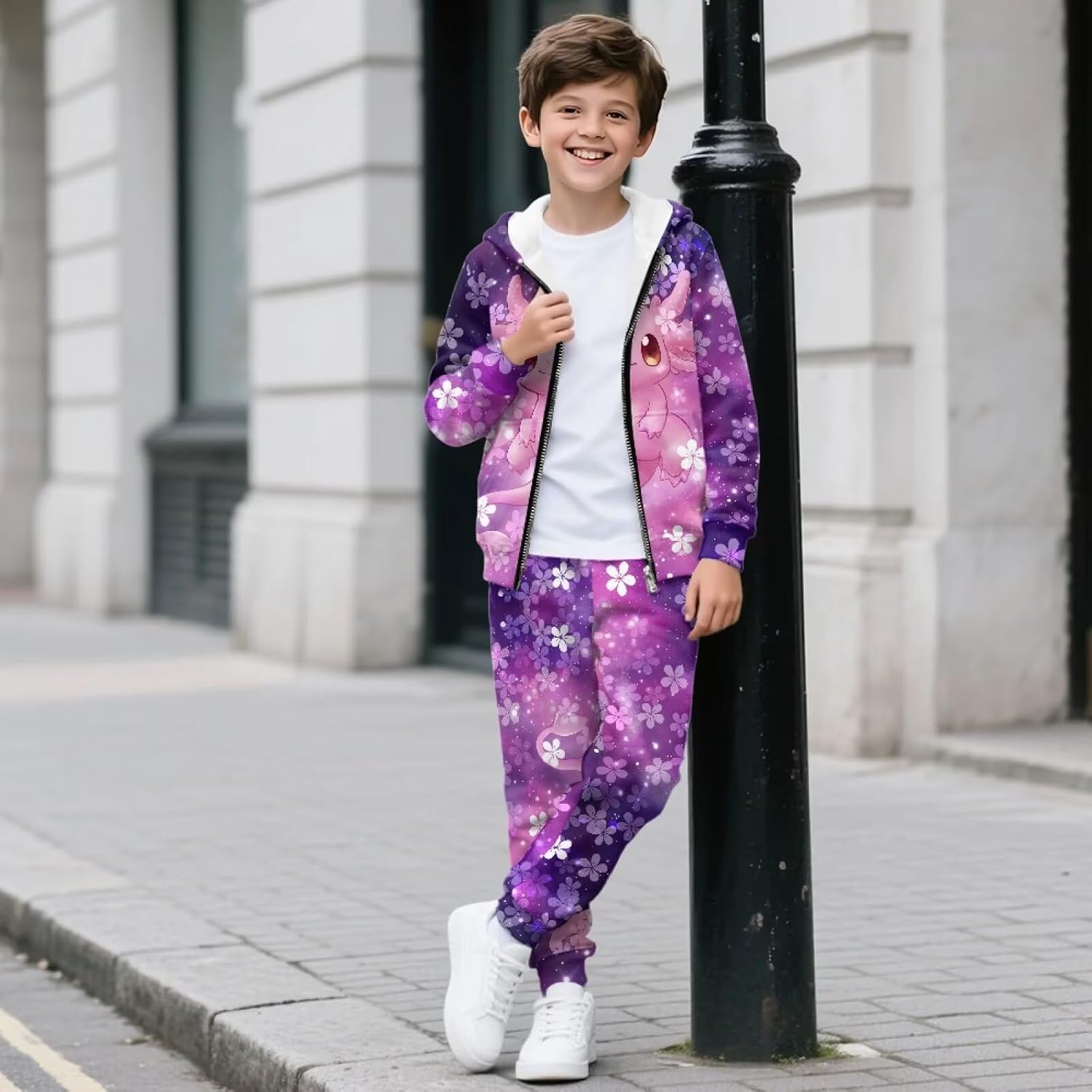 Girls 2 Piece Sweatshirts Outfits Jogger Sets Zip Up Hoodie and Sweatpants Long Sleeve Tracksuits with Pockets
