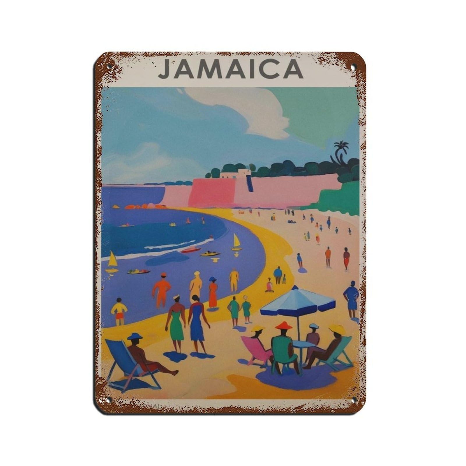 Jamaica Travel, Jamaica Poster Retro Poster Metal Tin Sign Chic Art Retro Iron Painting Bar People Cave Cafe Family Garage Poster Wall Decoration 12x16inch(30x40cm)