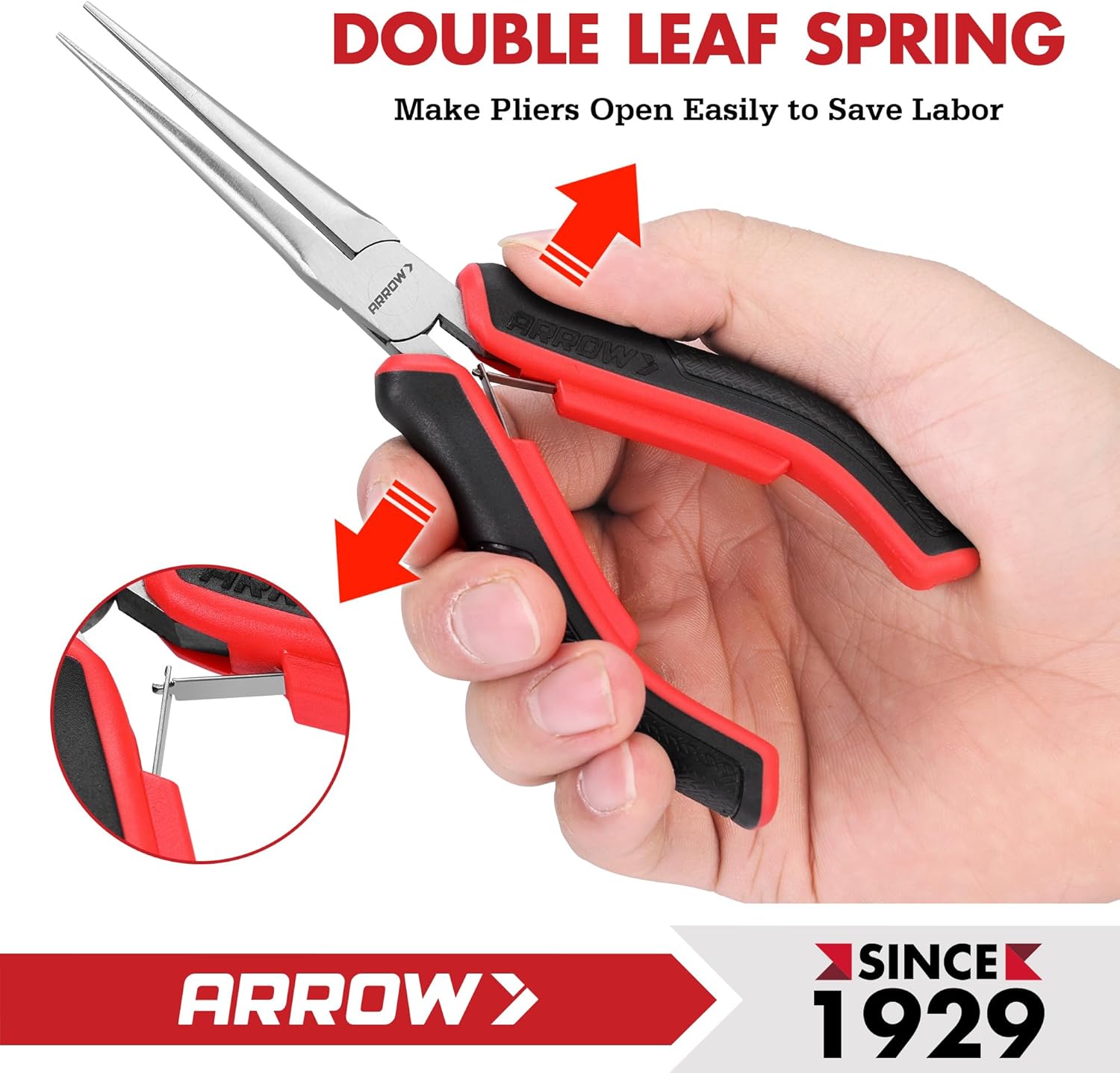 ARROW 6" Needle Nose Pliers, Mini Long Nose Pliers with Smooth Jaws, Small Needle Nose Pliers for Jewelry Making, Wire Bending and Small Object Gripping - Image 4