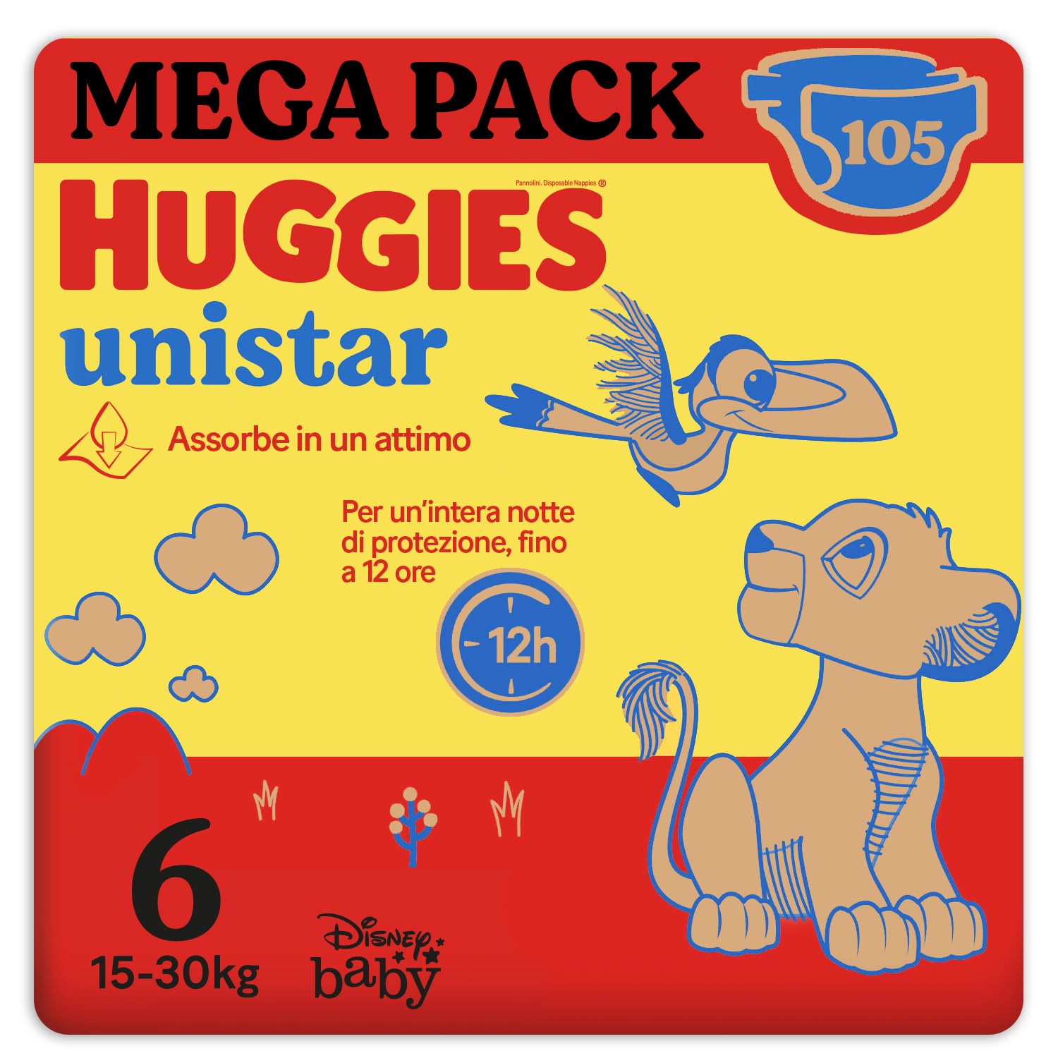 Huggies Little Movers Mutandina, 105 Pannolini Mutandina Taglia 6, 15-30 Kg