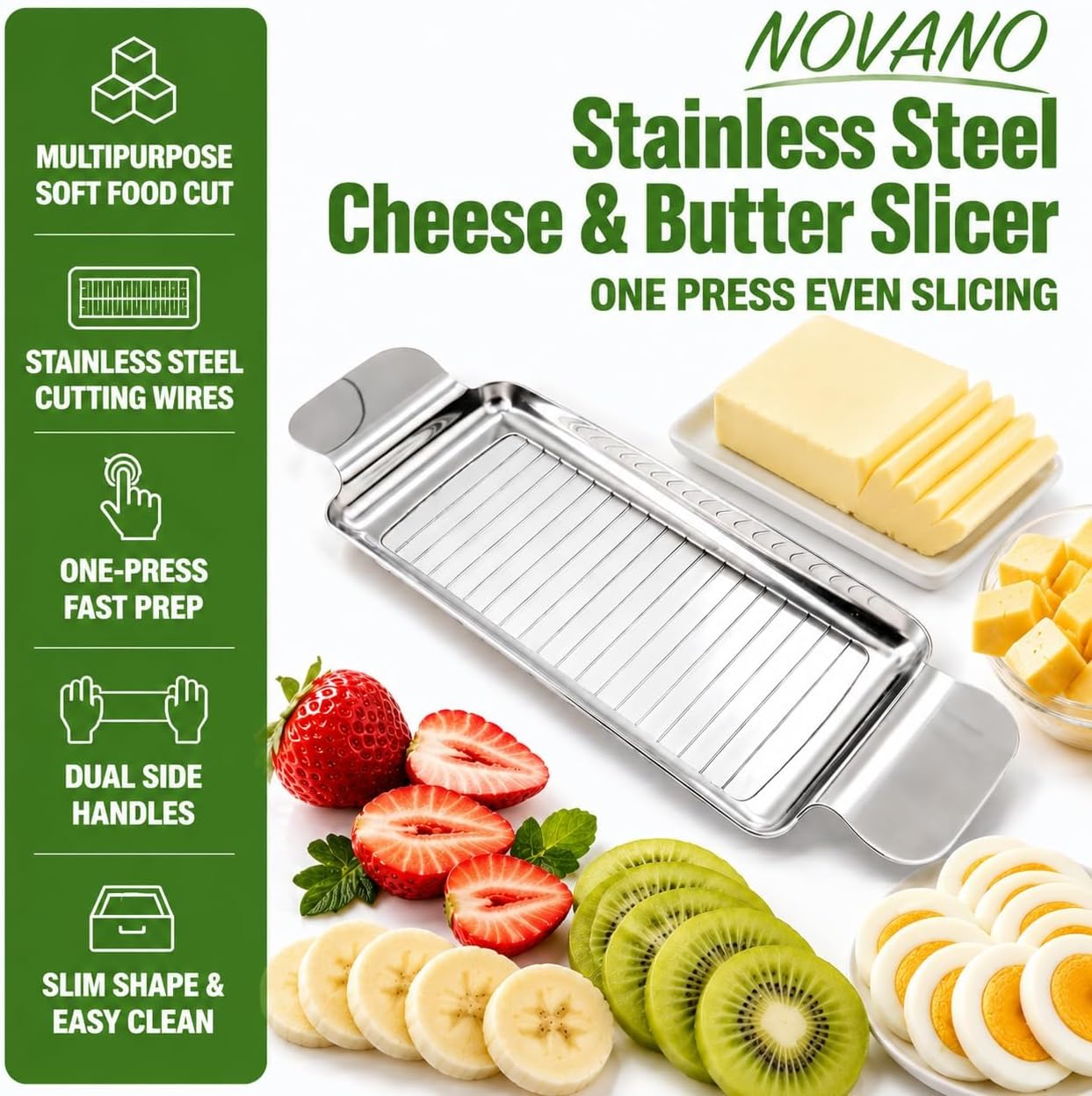 NOVANO Stainless Steel Cheese & Butter Slicer