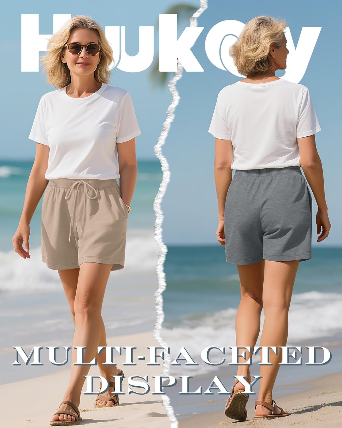 Huukeay 3 Pack Women's Sweat Shorts Comfy Casual Lounge Drawstring High Waisted Summer Athletic Shorts with Pockets - Image 5