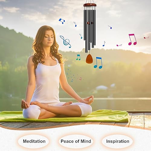 Vista 95 de Campanillas de viento grandes de aluminio de 37 pulgadas para crear un ambiente zen, adecuadas para exteriores, con atrapador de viento, adecuadas