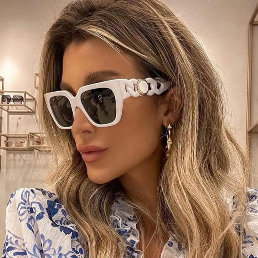 Occhiali da sole da donna Occhiali da sole bianchi quadrati da donna Occhiali da sole oversize vintage da donna