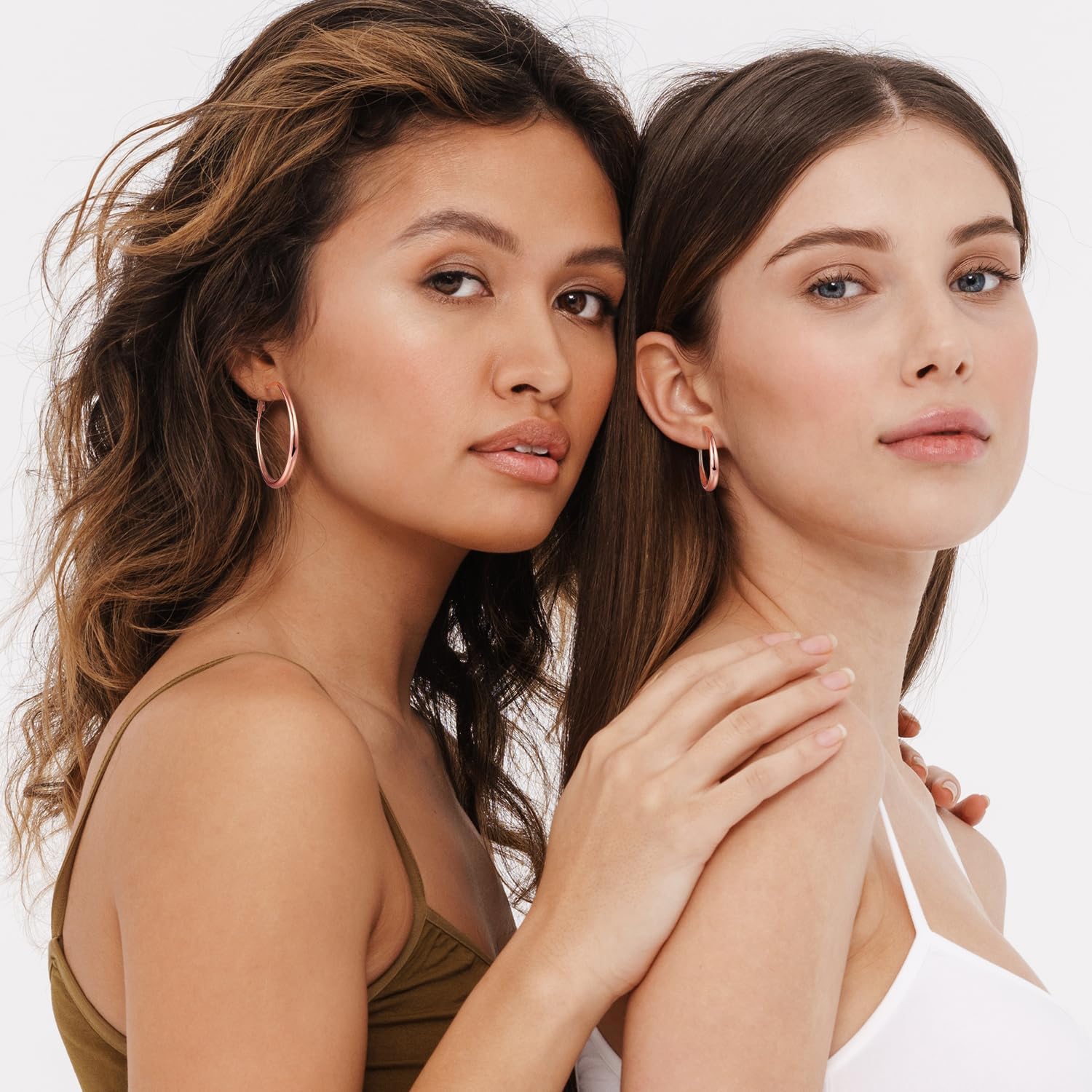 Jewlpire 14K Gold Plated Hoop Earrings with 925 Stering Silver Post, Lightweight Hoop Earrings for Women 30mm/40mm/50mm/60mm - Image 5