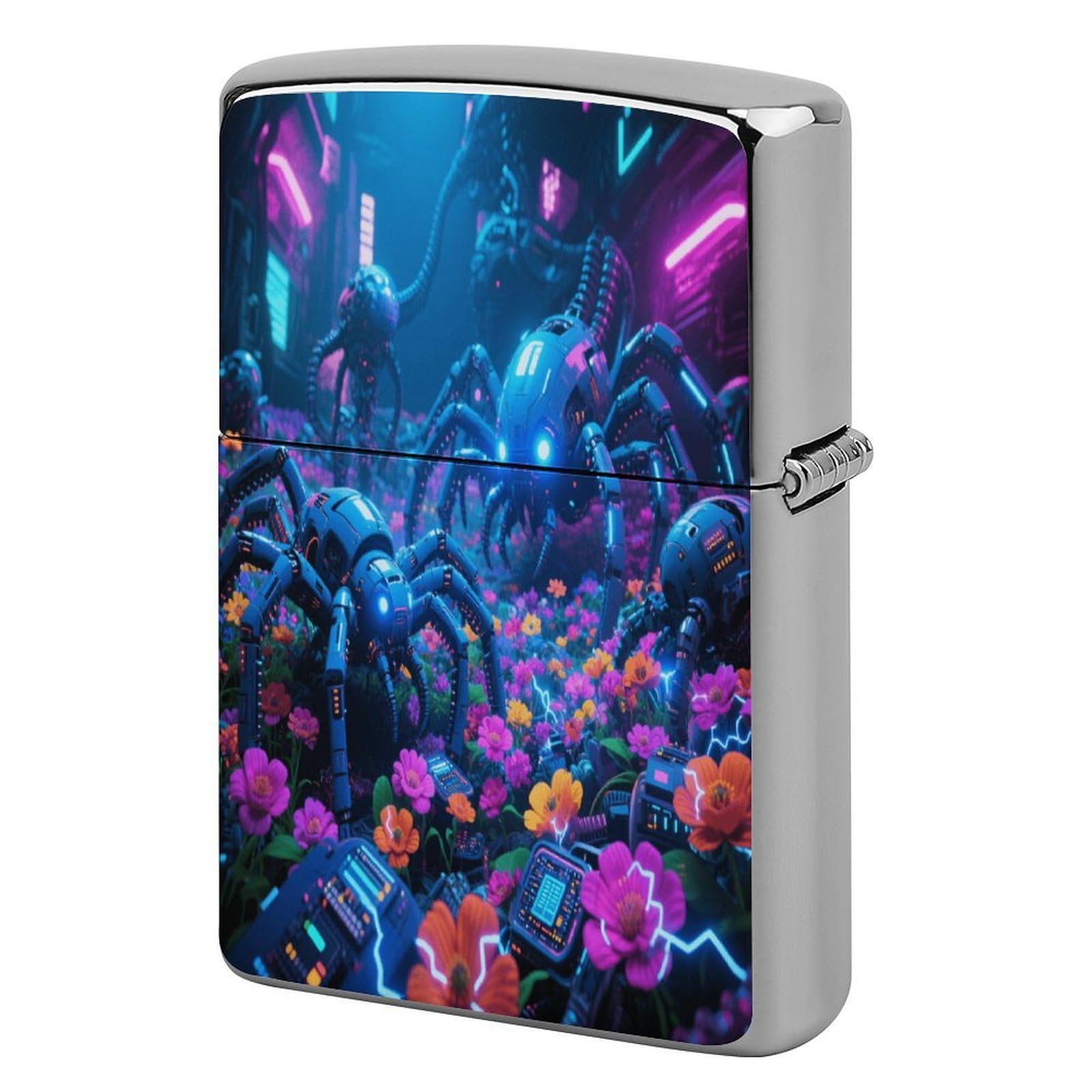 Fekiloot Style Neon Sea Of ​​Flowers Lighter Case Cover Metal Lighter Case