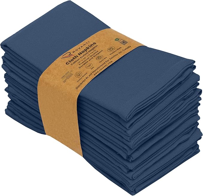 Servilletas de Tela Ruvanti, Pack de 12, 45x45 cm, Azul Marino miniatura 9