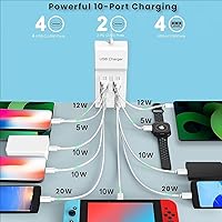 Vista 4 de sccvee Estación de carga USB C, 10 puertos USB C, cargador de escritorio de 100 W, multipuerto con cargador rápido PD, compatible con iPhone