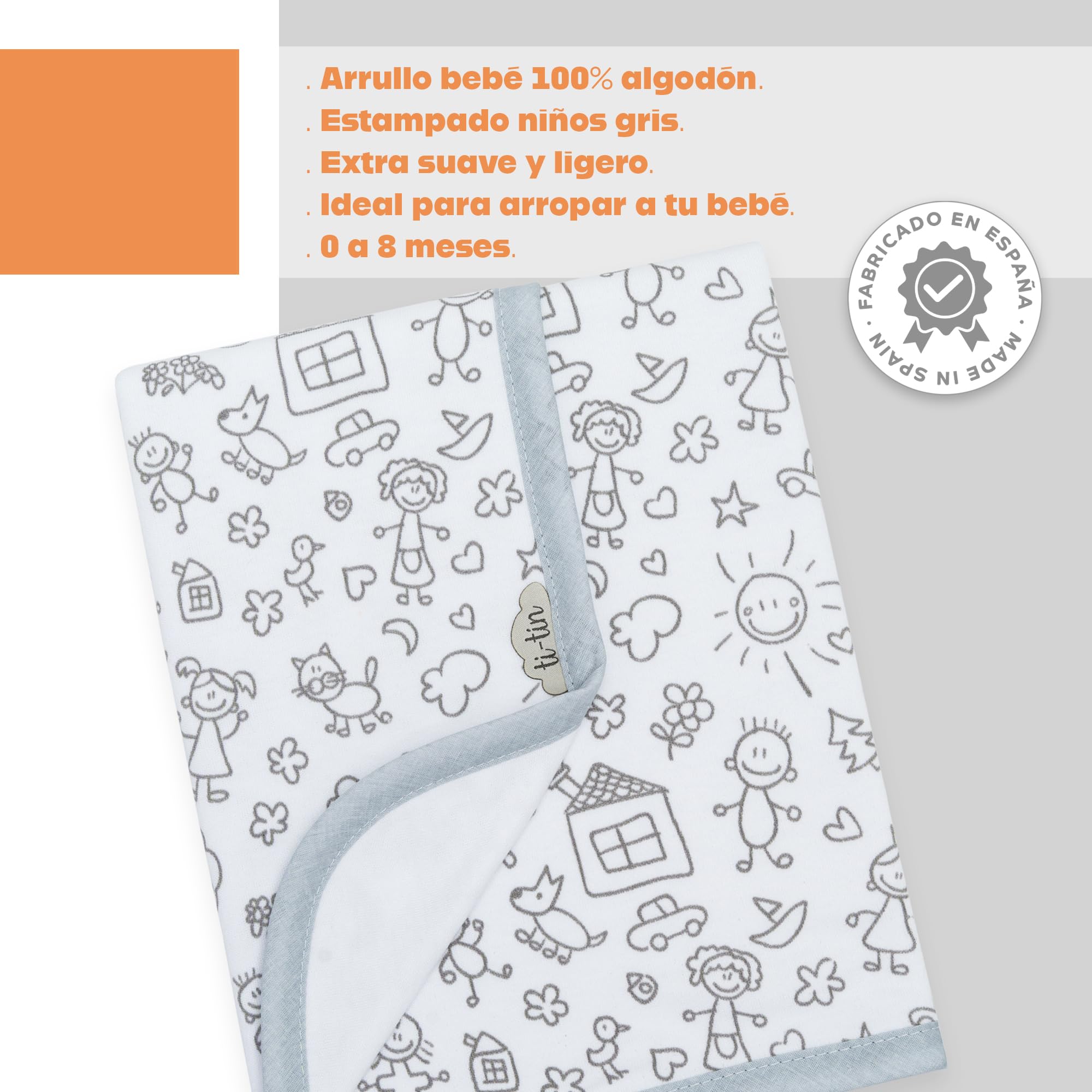 Ti TIN arrullo para bebé 80 x 80 cm, Doble Capa de algodón 100%, Transpirable, Extra Suave, fácil Lavado y Apto para Secadora, diseño Ligero y Estampados Divertidos