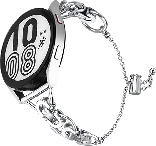 Chofit 20mm Adjustable Bracelet for Amazfit GTS/GTS2/ GTS 3/GTS 2e/GTS 2 mini/Bip U Pro/Bip/Bip Lite/Bip S/Bip S lite/Bip U,Fashion Metal Replacement Strap Bracelet for Women (Silver)