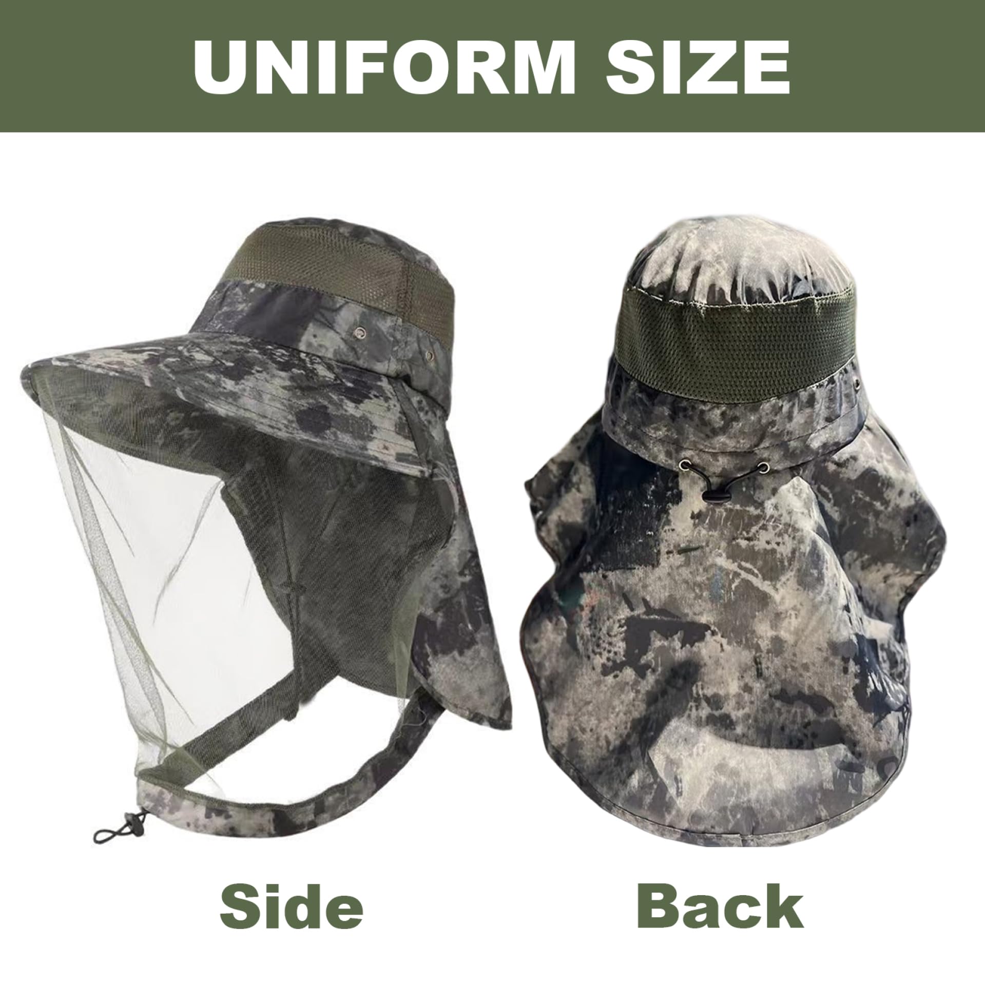 Mosquito Sun Hat with Head Net, Mosquito Net Hat, Wide Brim Gardening with Neck Flap, Sun Protection Summer Essentials for Outdoor Camouflage
