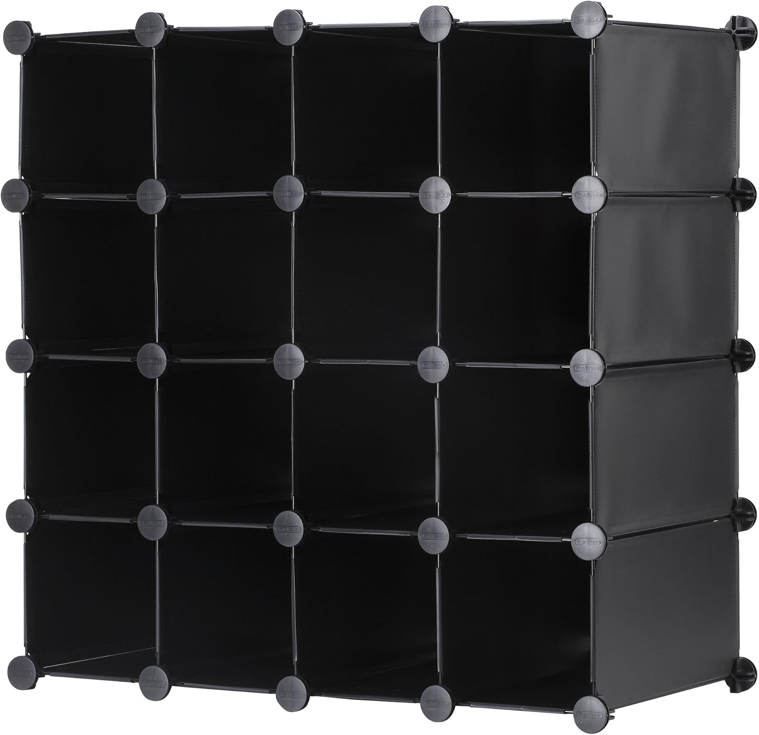 Fully assembled VonHaus 16-cube interlocking shoe storage organizer, empty
