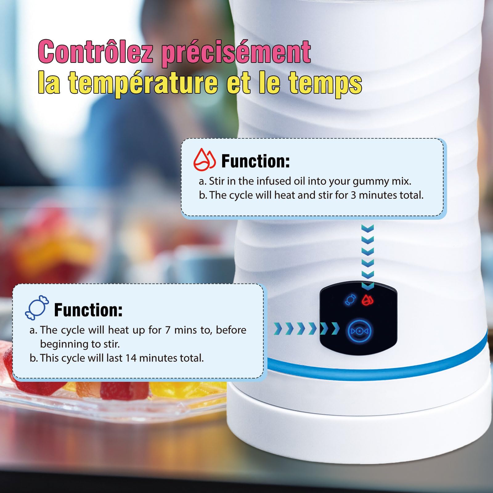 Mezclador para caramelos gelificados comestibles con infusión de caramelo gelificado, kit de fabricación de dulces gelificados, interior de acero inoxidable 304, mezclador de gummy