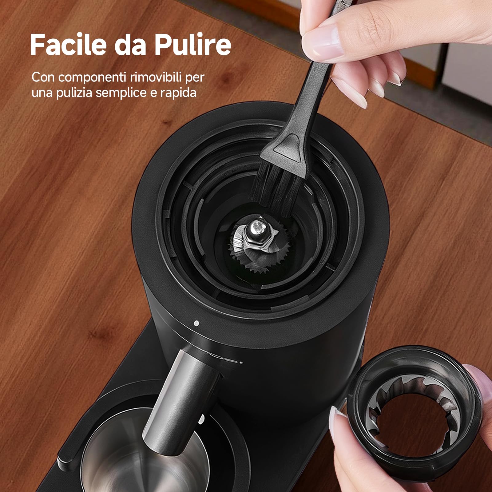 AAOBOSI Macina Caffe' Elettrico, Macina Caffè Professionale 110W, Batteria 2600mAh, Macinacaffè Portatile con 60 Livelli di Macinatura, Include Portafiltro per Macchine da Caffè Espresso