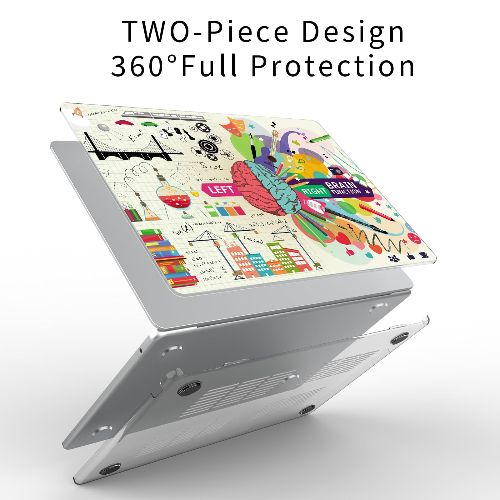 Compatibile MacBook Air 13.6 pollici Custodia 2022-2025 Modello di rilascio A3240 M4 A3113 M3 A2681 M2, custodia rigida per laptop con motivo stampato per MacBook Air 13.6, Cervello creativo