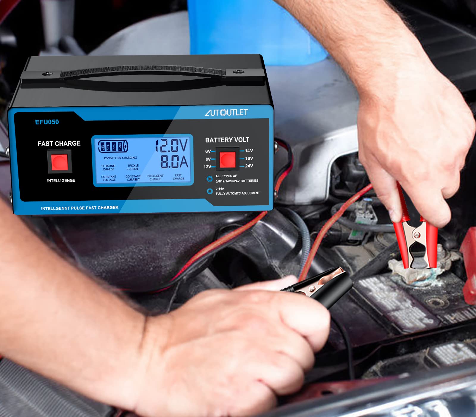 AUTOUTLET 8 Volt Battery Charger Automotive Battery Charger and Maintainer 010A with Upgraded