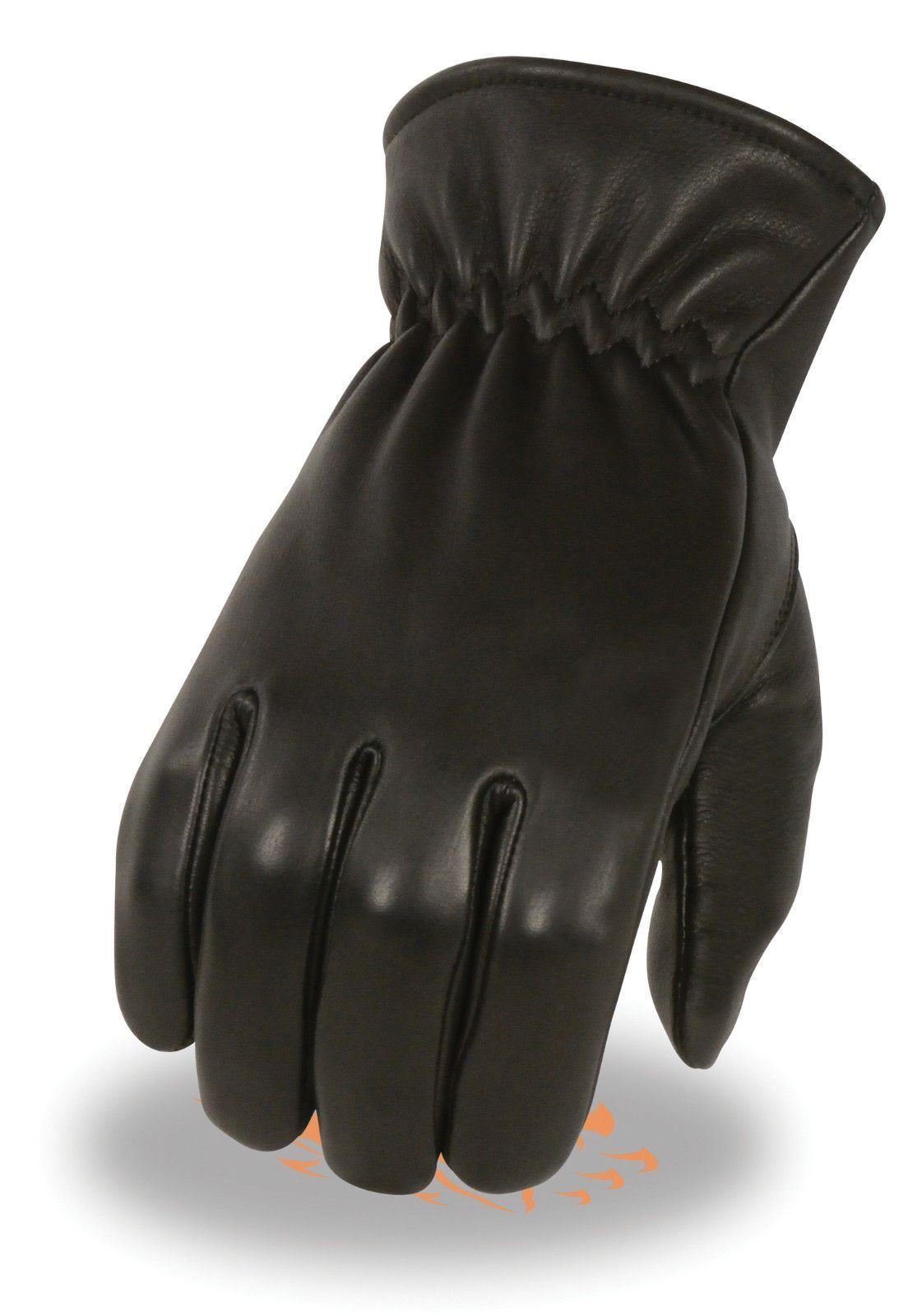 Men's American Deer Skin Blk Leather Gloves Unlined with Cinch Wrist Soft Summer (L Regular)