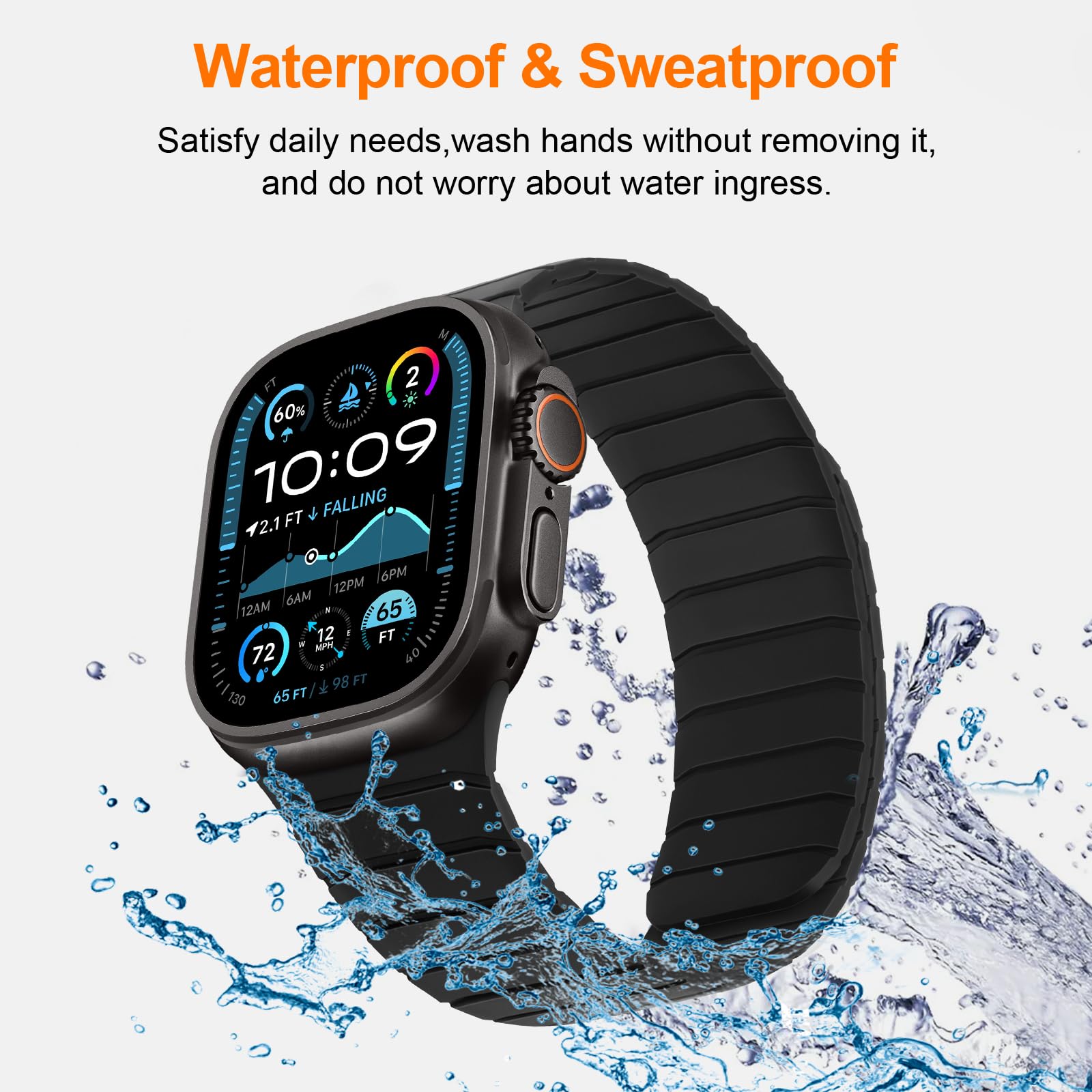 Tasikar Bransoleta magnetyczna kompatybilna z Apple Watch 49mm 46mm 45mm 44mm 42mm 41mm 40mm 38mm Miękki silikonowy pasek wymienny kompatybilna z Ultra SE Series10 9 8 7 6 5 4 3 2 1