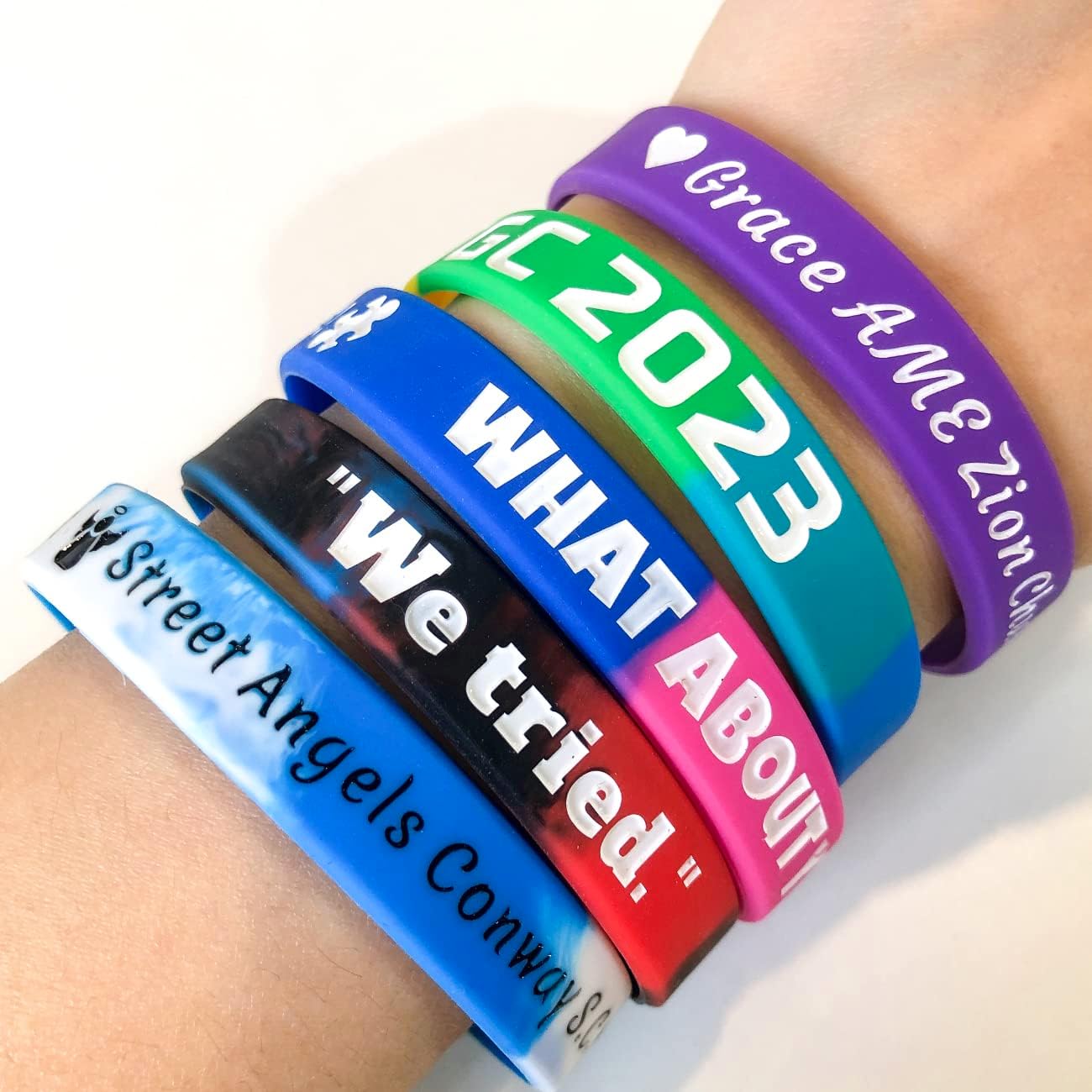 100 Pcs Personalized Silicone Wristbands Rubber Bracelets Wristbands Customized for Business, Events, Motivation, Support, Fundraisers(Rainbow)