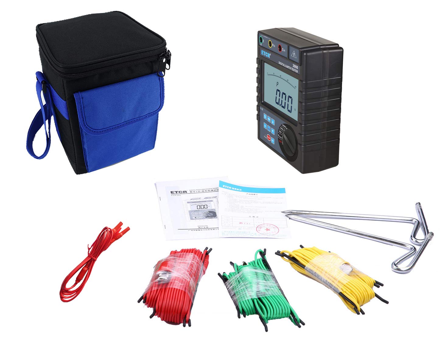 ETCR3000 Digital Ground Earth Resistance Meter Tester 0.01ohm～2000ohm