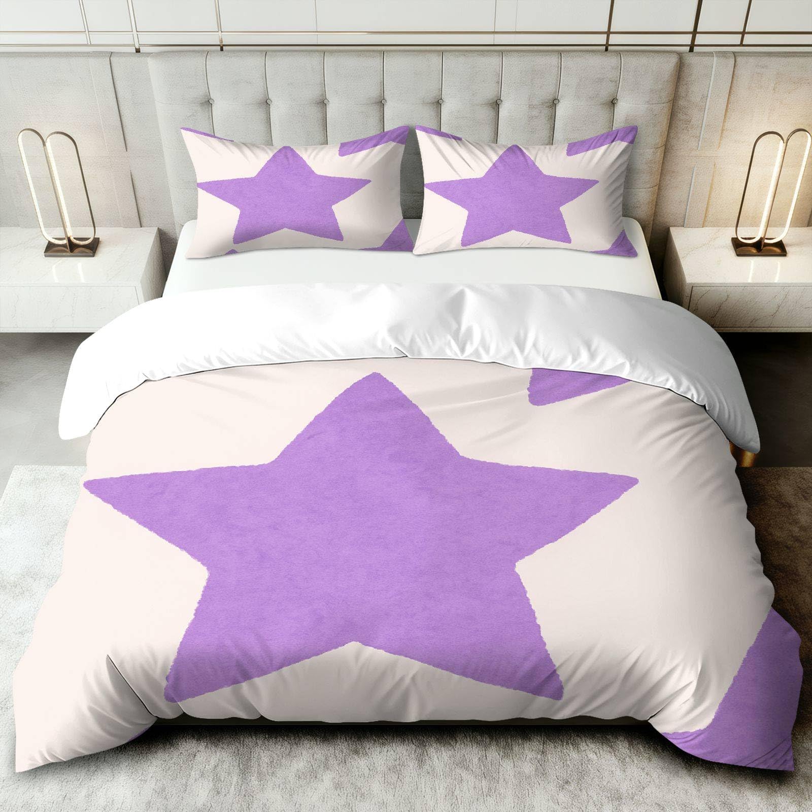 Parure de lit Purple Star pour une chambre minimaliste et chaleureuse