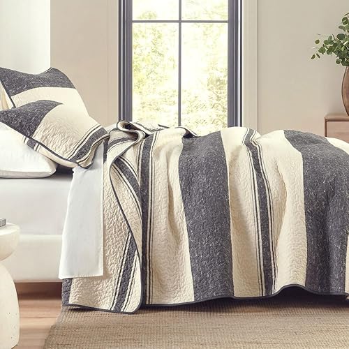 Juego de edredón tamaño King Juego de edredón de 100 algodón bohemio juego de ropa de cama King colcha bohemia reversible ligera a rayas para