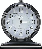 Auafanzy Retro 10-Inch Mantel Desk Clock - Silent Vintage Table Clock, Easy-Read Dial for Living Room, Bedroom, Office (Black Gold)