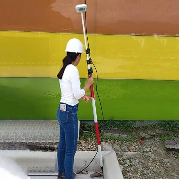 4.65m/15.25FT Aluminum Prism Pole - Dual Scale, Quick Release Clamp & 40-Minute Bubble Level, Survey GPS Pole for GPS/GNSS/Total Stations