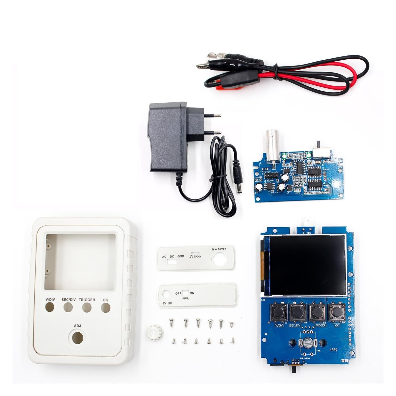 Osciloscopio Digital, Kit de osciloscopio bolsillo mano digital 1MSa/s 200KHz Soporte ancho banda analógico 80KHz PWM y actualización firmware(D)