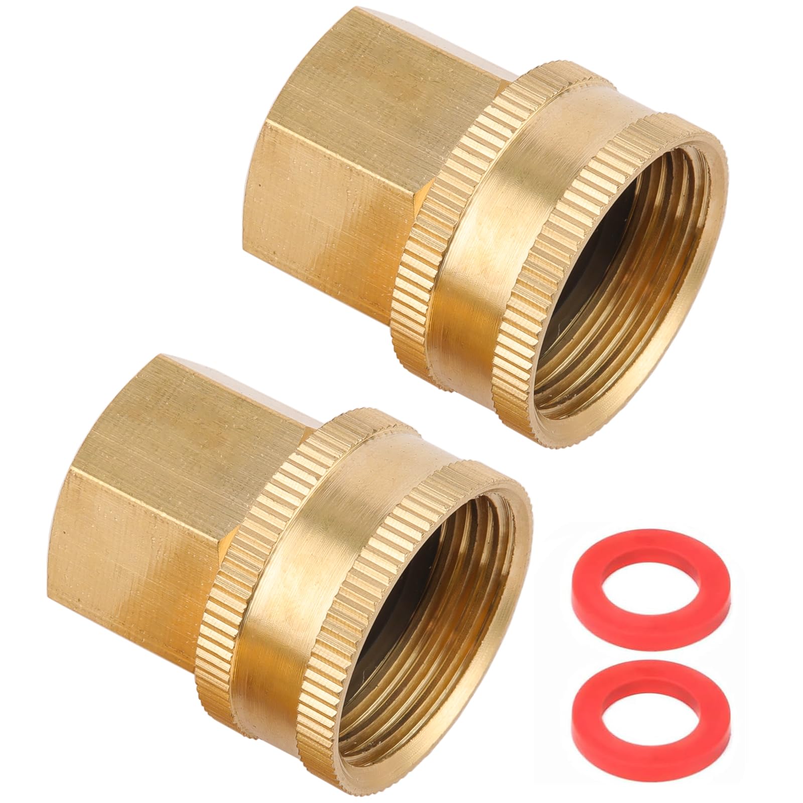 Garden Hose Adapter, 1/2 Inch to 3/4 Inch with Double Swivel Joint, Brass Adapter for Garden Hose, 1.8 cm (3/4 Inch) Garden Hose, 2 Pieces