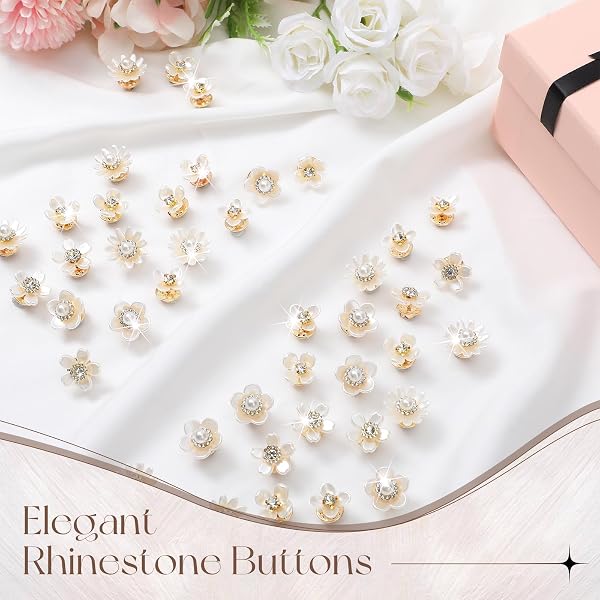 Trnayi 50 Pcs Junk Socks Charms Kit Sparkly Brooches Pins for Women Socks, Pearls Rhinestones Brooch Jewelry with Safety Pins, DIY Accessories Bulk for Clothing Hat Shoe Sneakers Bags - 4