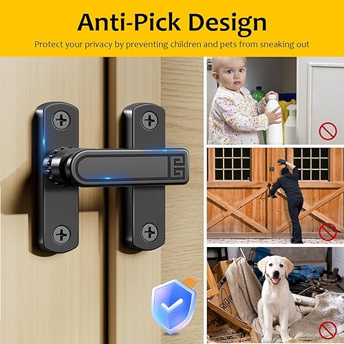 Miniatura 4 de Cerradura de puerta de granero, cerradura de cierre abatible de 90180 grados, fácil instalación, cerradura de puerta de seguridad de aleación de