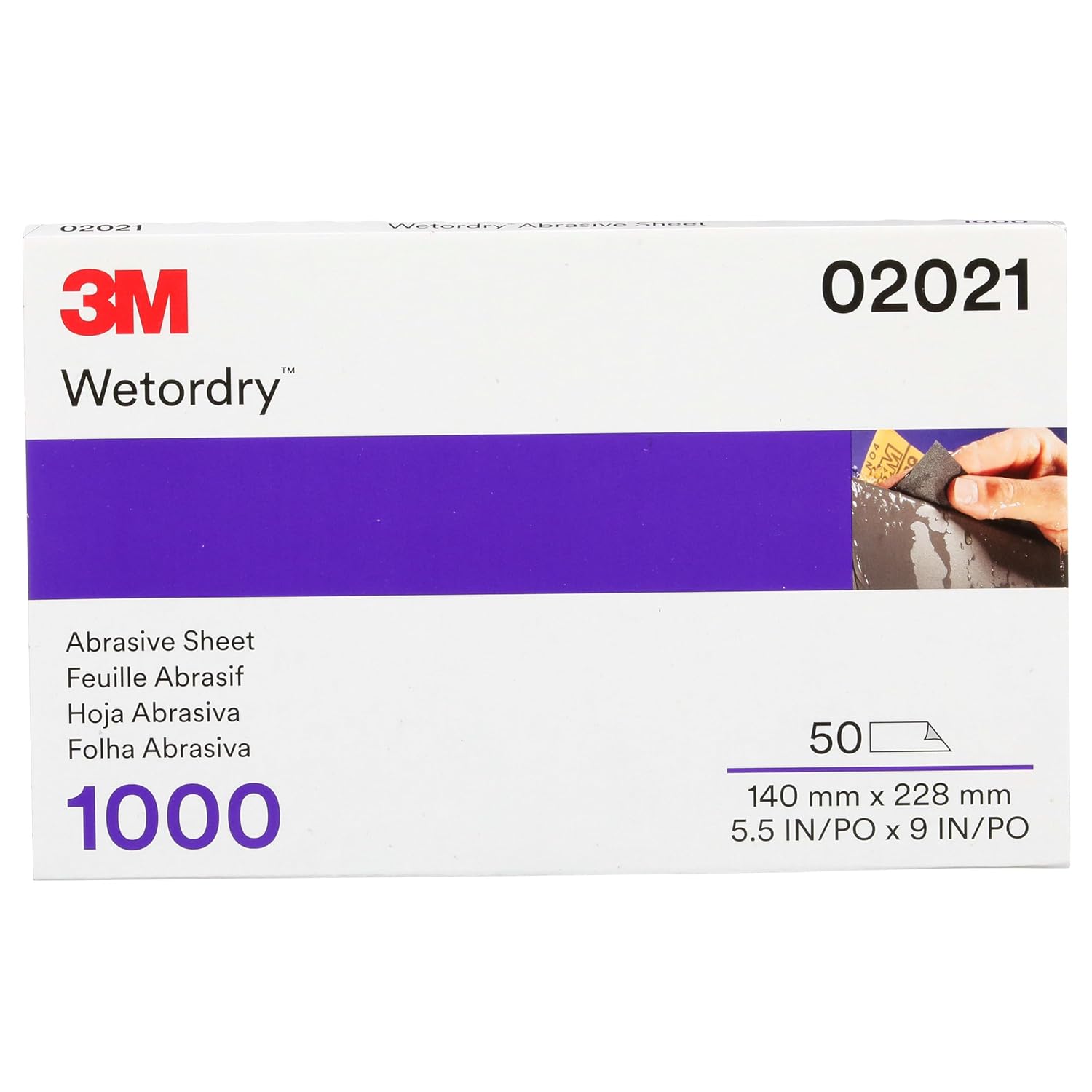 3M Wetordry Abrasive Sheet, 401Q, 02023, 1500+ Grade, 5 1/2 in x 9 in | 50 Sheets, Fast Cutting, Auto Body Sanding, Paint Finishing