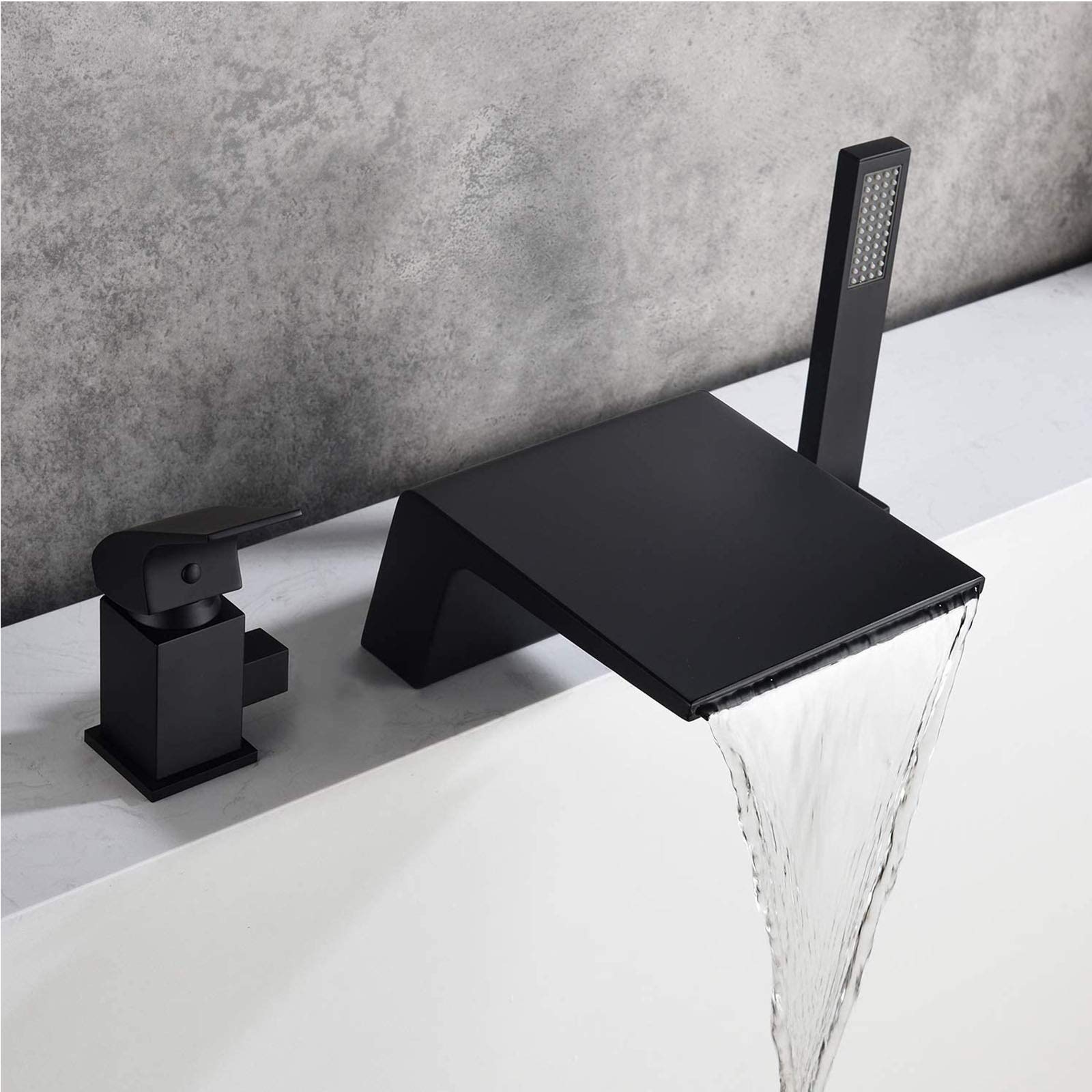 Mitigeur cascade baignoire noir mat haut de gamme à manche unique - 6