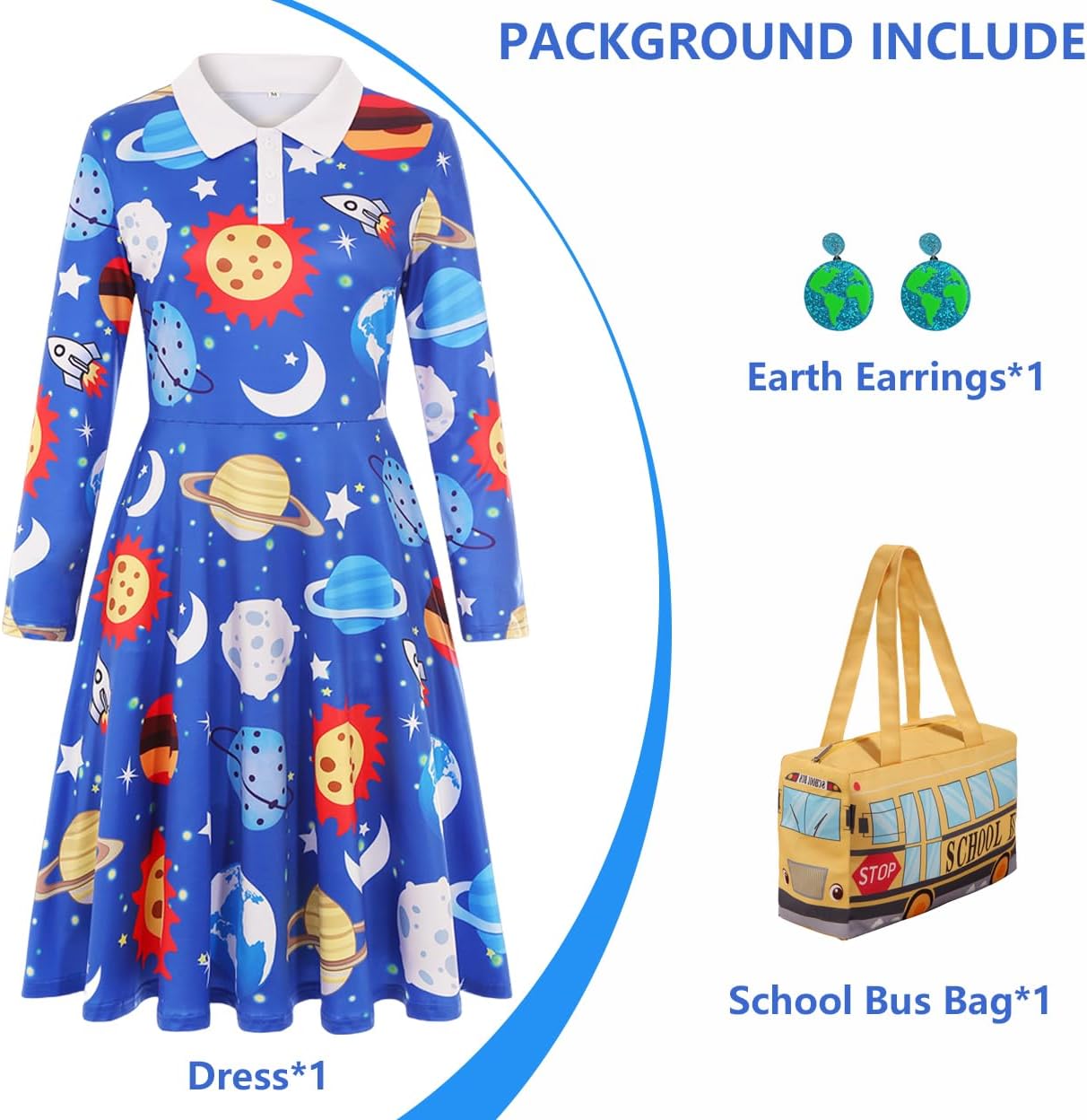 Women Halloween Costume Blue Dress Adult Storybook Character Costumes with Accessories - Image 2