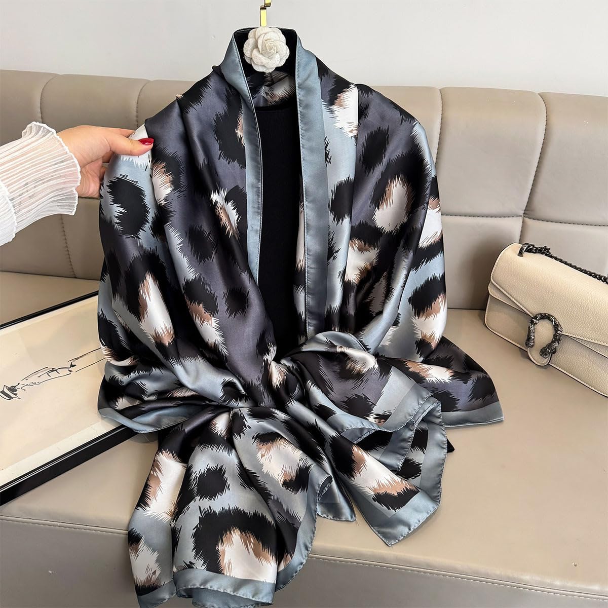 Women Scarf Headscarf Silk Feeling Scarf Fashion Scarves Long Lightweight Shawls for Women - Image 3