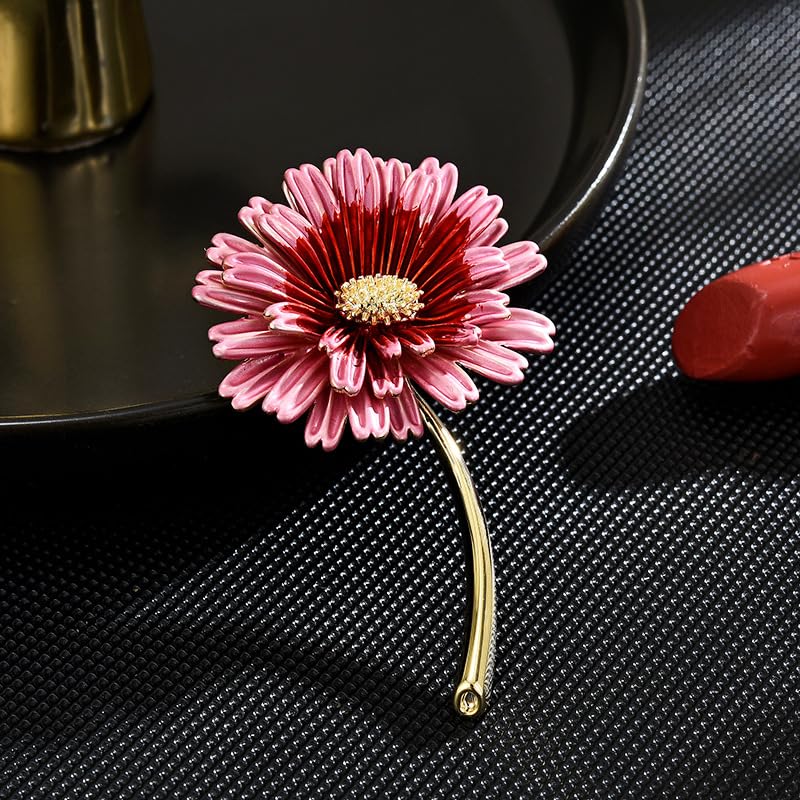 Image of Flower Brooch Pin Gold-Plated Enamel Brooch Lapel Pins Flower Jewelry for Women