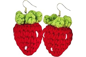 100% HANDMADE Crochet Earrings - Strawberry Fruit Jewelry