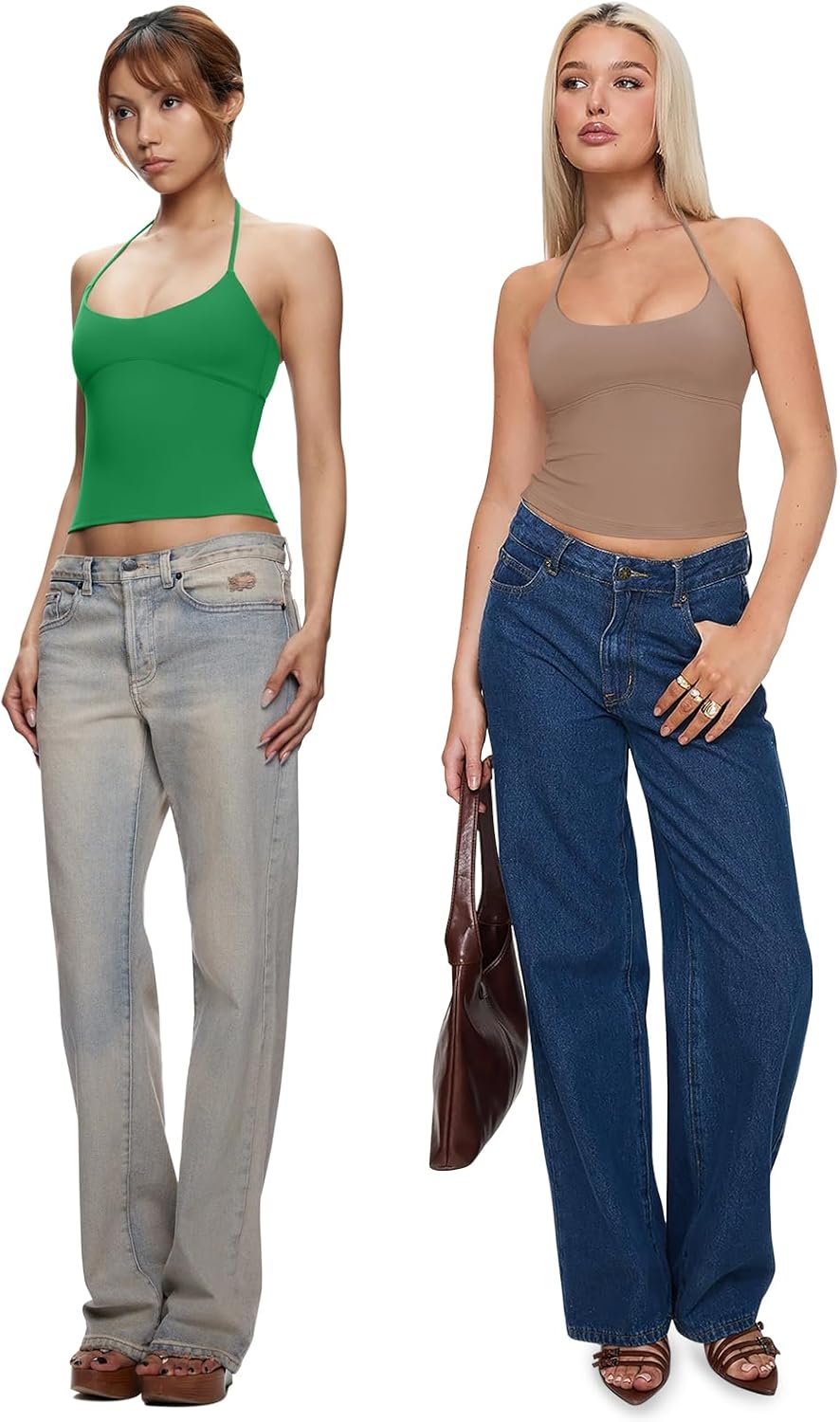 REORIA Women's Sexy Halter Backless Double Lined Tank Top Y2k Trendy Camisole Crop Tops - Image 4