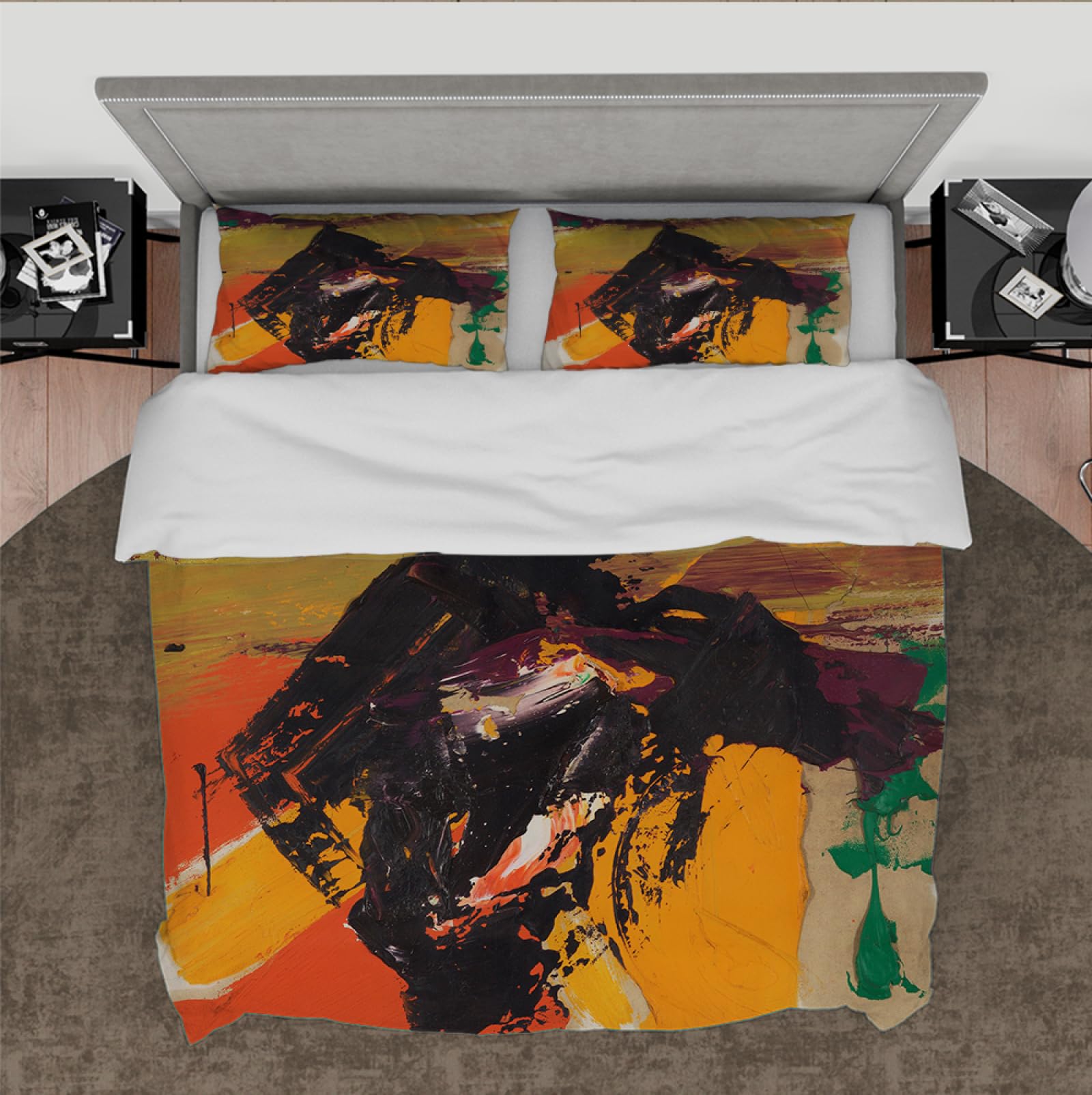 Franz Kline kolorowa pościel z graffiti, abstrakcyjne zestawy pościeli estetycznej, 3-częściowa, oddychająca poszwa na kołdrę, 2 poszewki na poduszkę 200 x 200 cm