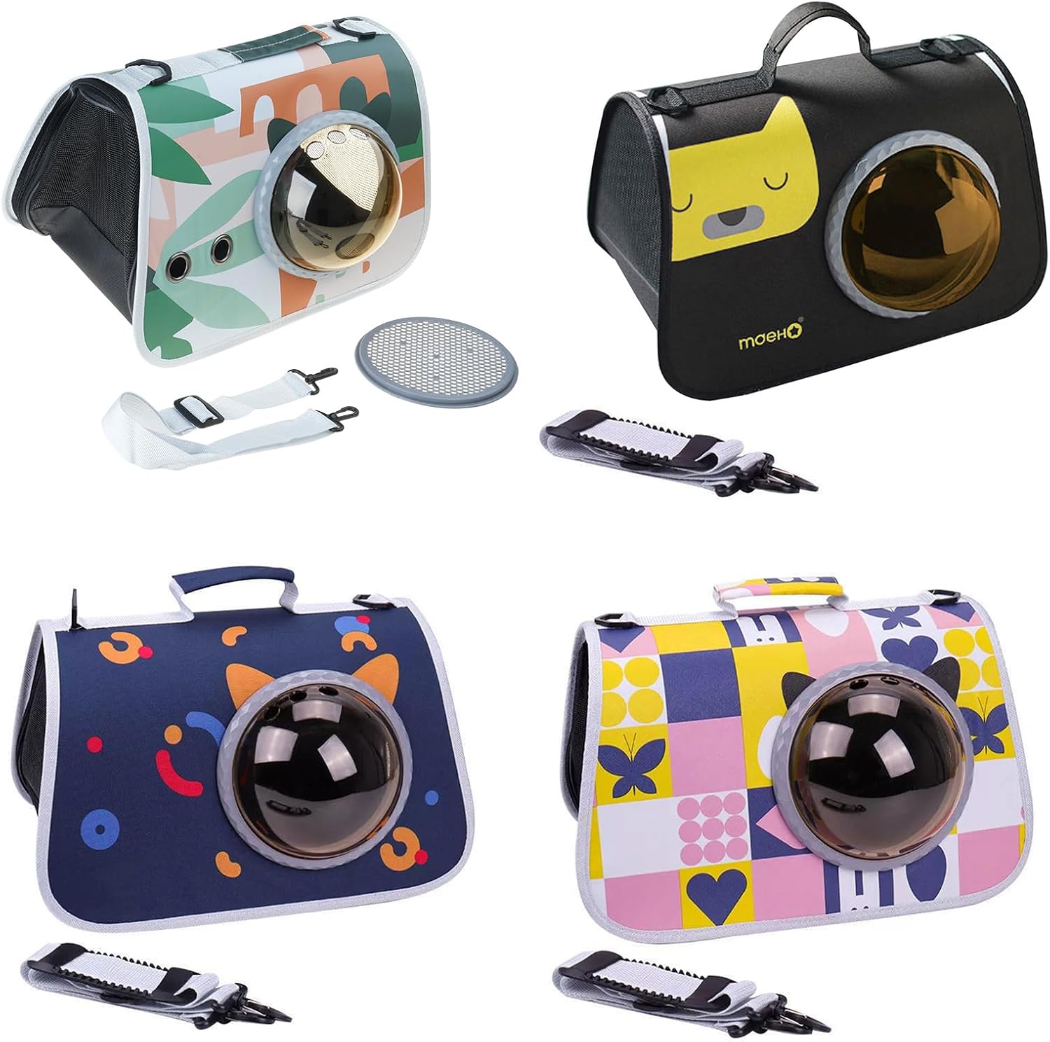 Portable Pet Carrier Tote Bag Cartoon Kitten Big Capacity Sight-Seeing Window Breathable Pet Carrier Sightseeing Breathable