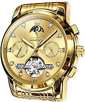 Vista 1 de OLEVS Relojes automáticos para hombre, impermeable, vestido de lujo, cuerda automática, esqueleto mecánico, tourbillon, fase lunar, acero