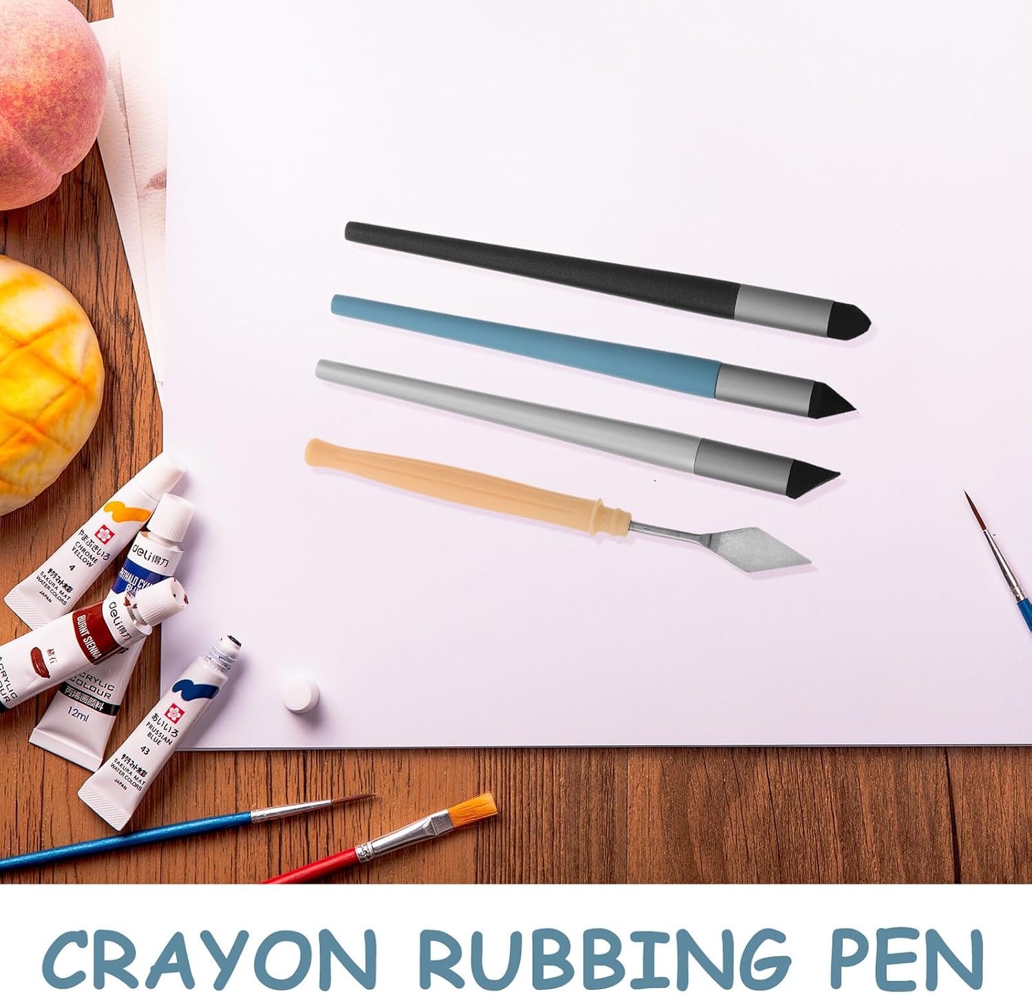 Oil Pastel Blending Tools with Soft Sponge Head and Scraper Compact Lightweight Artist Blending Pen for Smooth Transitions Travel-Friendly Drawing Accessories
