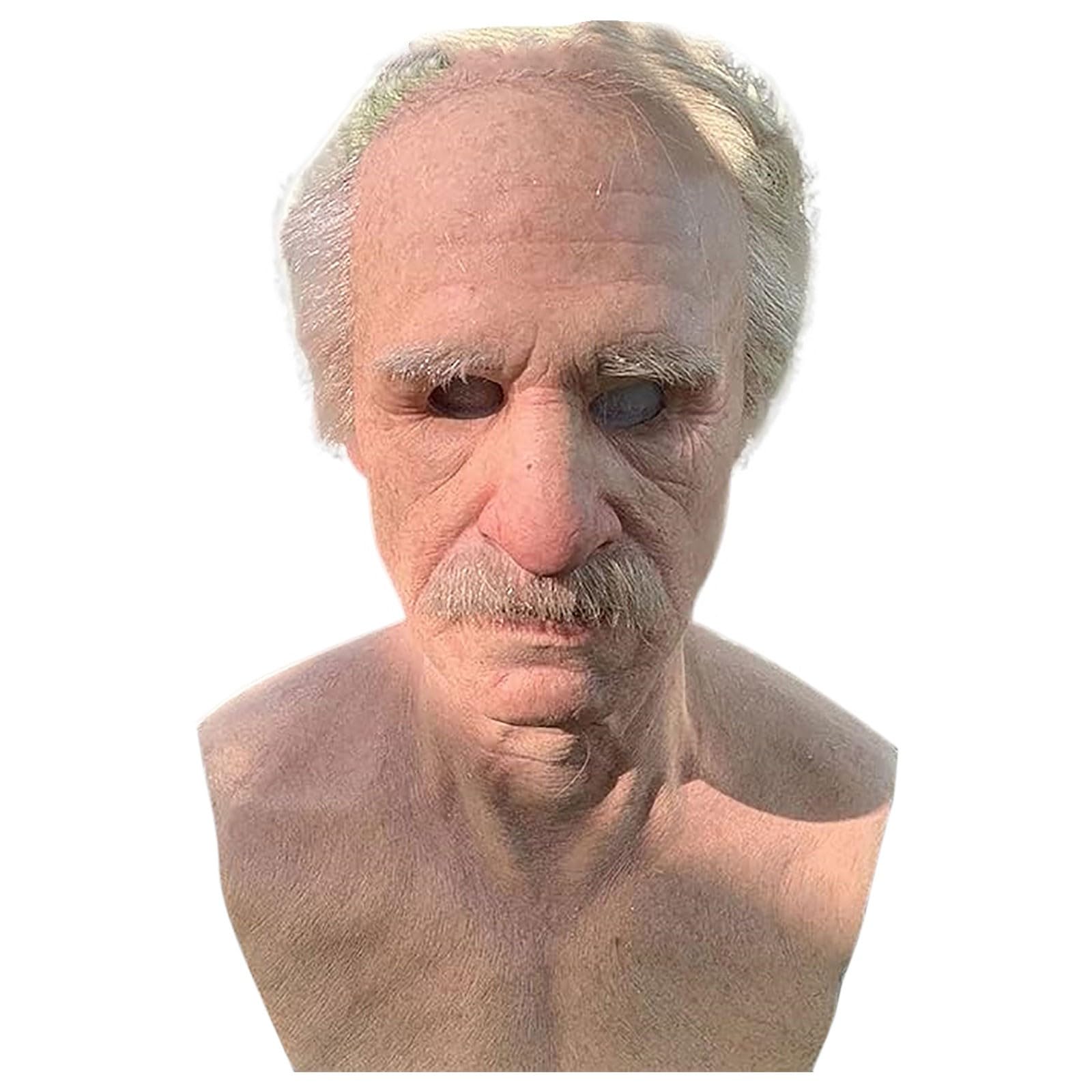 Latex Realistic Mask Old Man Face Cover For Adults Helmet Headgear Scary Halloween Costume Breathable Full Head Masks Props For Women Men Carnival Party Cosplay Haunted House Masquerade Events Theater