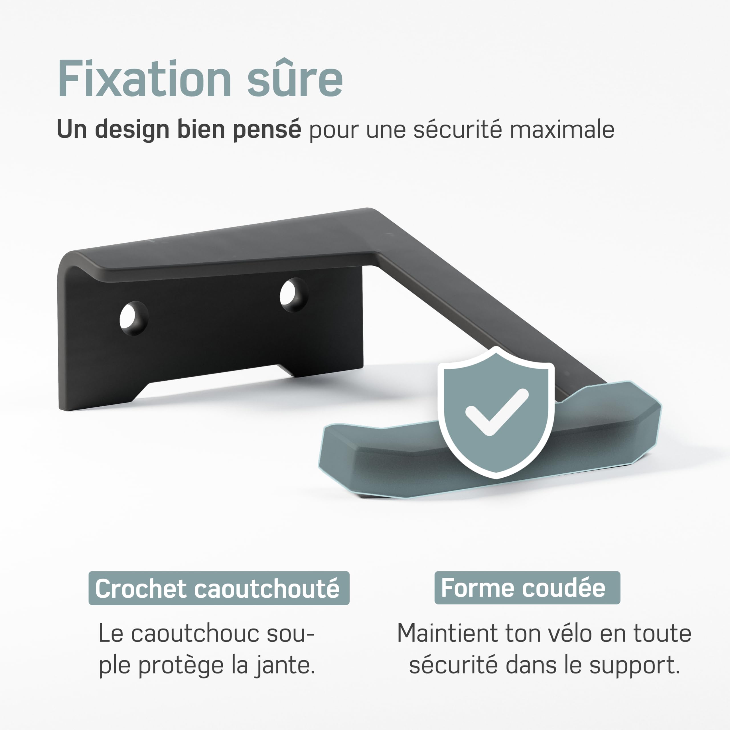 Support Mural pour vélos Borgen | Montage Vertical pour vélos électriques, VTT, vélo de Course en Noir Mat | Suspension de vélo pour Appartement et Garage avec Coussinets