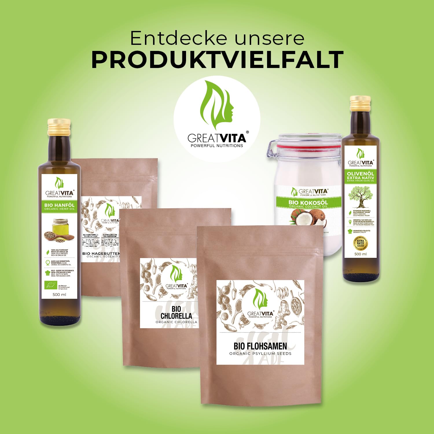 GreatVita Bio Flohsamen 6x 1000g | 99% reine ganze Flohsamen - zertifizierte Bio-Qualität aus Indien | reich an Ballaststoffen & glutenfrei, vegan - ideal für eine gesunde Ernährung